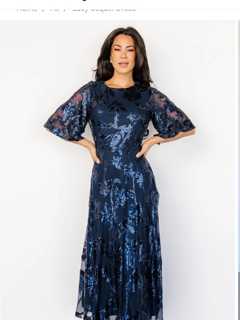 Baltic Born Navy Blue Sequin Floral Maxi Dress NEW WITH TAGS